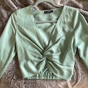 SHEIN green long sleeve crop top
